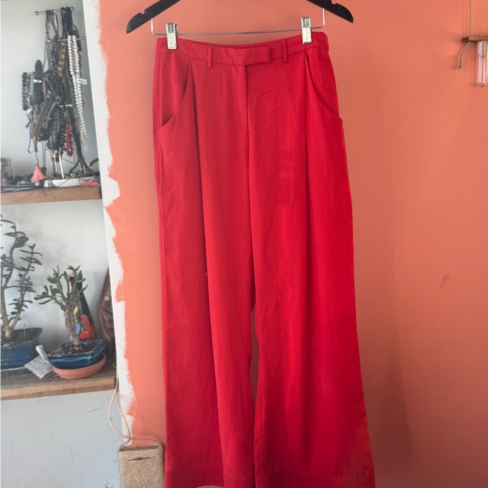 Red Wide-Leg Pants